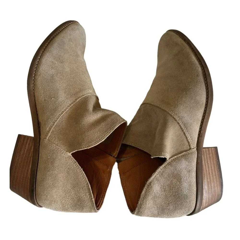 Lucky Brand Boots Women's Tan Leather Suede Side Zip Ankle  Booties 10M